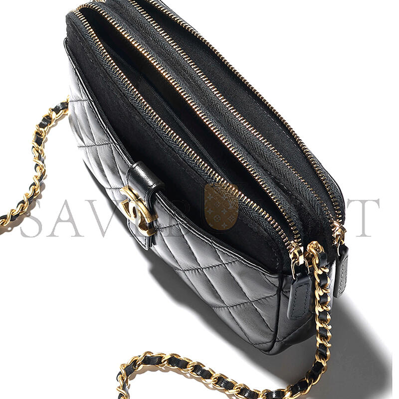 Ch*el zipped phone holder with chain ap4743 b20683 (17.5*10*3cm)